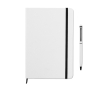 Lined DIN notebook with coloor-matched ballpoint pen, A5 colour white