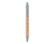 Sustainable cork ballpoint pen with blue ink colour blue