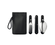 Foldable stainless steel camping cutlery (knife, fork, spoon) colour black