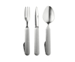 Foldable stainless steel camping cutlery (knife, fork, spoon) colour matt silver