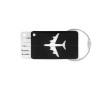 Aluminium luggage tag for bags with airplane motif colour black