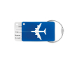Aluminium luggage tag for bags with airplane motif colour royal blue