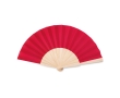 Affordable hand fan made of wood and polyester for events colour red
