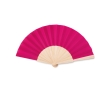 Affordable hand fan made of wood and polyester for events colour fuchsia