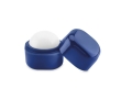 Ball-shaped lip balm in a box made of ABS, SPF 15 colour blue