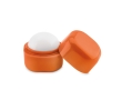 Ball-shaped lip balm in a box made of ABS, SPF 15 colour orange