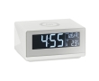 White alarm clock, wireless charging function for phones colour white