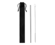 Reusable stainless steel drinking straw and cleaning brush colour matt silver