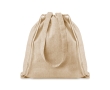 Drawstring bag with handles made from recycled cotton, 140 g/m2 colour beige