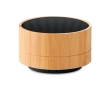 Round Bluetooth speaker made of bamboo colour black