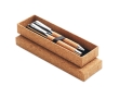 Ballpoint and rollerball pen set in sustainable cork housing colour wood
