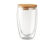 Double-walled borosilicate glass, bamboo lid, silicone, 450 ml colour transparent