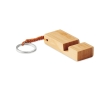 Bamboo keyring with mobile phone holder for trade fairs colour wood