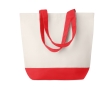 Canvas shopping bag with coloured base, 170 g/m2 colour red