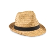 Straw hat with ribbon for summer events / giveaways colour black