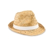 Straw hat with ribbon for summer events / giveaways colour white