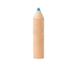 Set of 6 coloured pencils in a pencil shaped round wooden box colour wood