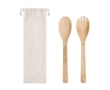 Bamboo salad servers in a bag, for cooks colour beige