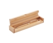Bamboo ballpoint pen and case set with blue ink colour wood
