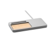 Desk organiser with charging station, cement and bamboo colour grey