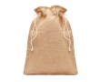 Medium-sized jute bag with cord closure, 25x32 cm colour beige