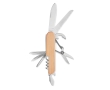 Pocket knife, stainless steel & bamboo, 9 functions colour wood