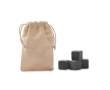 4 stone ice cube set for bartenders, in a bag colour beige