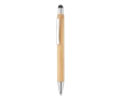 Bamboo touch pen with chrome finish and blue ink colour wood