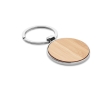 Round keyring made of zinc and bamboo colour wood