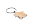 Bamboo keyring in the shape of a house for promotions colour wood