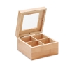 Bamboo tea box for 24 tea bags with transparent glass lid colour wood