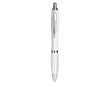 Antibacterial branded ballpoint pen with blue ink colour white