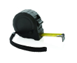 Recycled promotional tape measure with auto stop, 5 m / 19 mm colour black