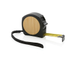 Promotional recycled tape measure with wrist strap, 5 m / 19 mm colour black