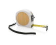 Promotional recycled tape measure with wrist strap, 5 m / 19 mm colour white