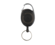 Recycled ABS and zinc keyring with cord and carabiner colour black