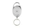 Recycled ABS and zinc keyring with cord and carabiner colour white