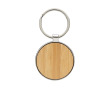 Round bamboo and recycled zinc alloy keyring colour silver