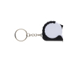 Recycled plastic and steel keyring with 1 m tape measure colour white