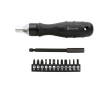 Branded screwdriver with steel bits colour black