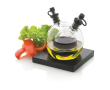 Oil and vinegar globe with black base and logo colour black