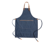 Premium printed apron with brown details, tavern style colour blue