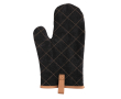 Padded personalised oven mitt with brown stripe colour black