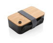 Certified recycled PP lunchbox with fork colour black