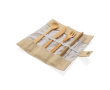 Eco bamboo cutlery set with personalised pouch colour beige