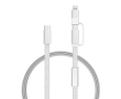 2-in-1 fast charging cable, braided anti-tangle, 60W, 120cm colour grey