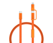 2-in-1 fast charging cable, braided anti-tangle, 60W, 120cm colour orange