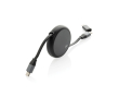 Retractable recycled aluminium 2-in-1 240W charging and data cable colour black