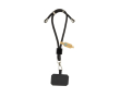 Adjustable recycled rPET wrist strap for mobile, secure hook colour black