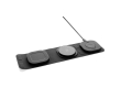 Travel wireless charger with logo, charges 3 devices simultaneously colour grey